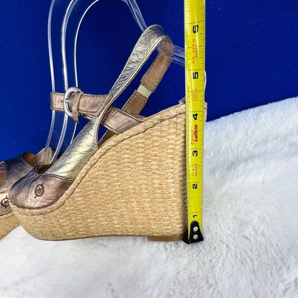 |•BØRN•| Metallic Gold & Bronze Espadrille Wedge Platform Sandals Size 8 - Picture 12 of 16